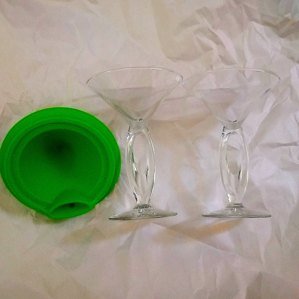 Martini Glass Libbey Oval  Stem and Ice Tray.